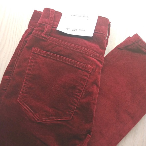 LOFT The Skinny Velvet Ankle High Rise Pants Size 2 Burgundy Red MSP $69 28x28.5 - Picture 1 of 6